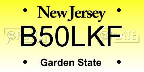 B50LKF New Jersey License Plate