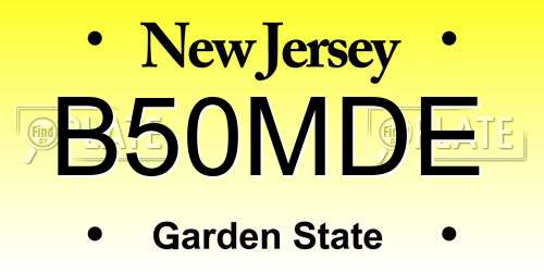 B50MDE New Jersey License Plate