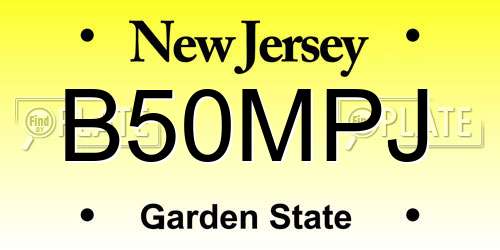B50MPJ New Jersey License Plate
