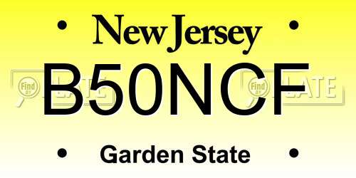B50NCF New Jersey License Plate