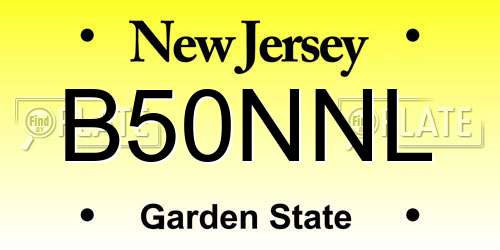 B50NNL New Jersey License Plate