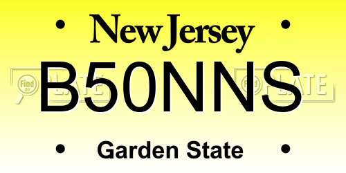 B50NNS New Jersey License Plate