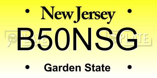 B50NSG New Jersey License Plate