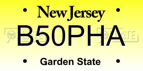 B50PHA New Jersey License Plate