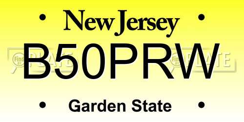B50PRW New Jersey License Plate