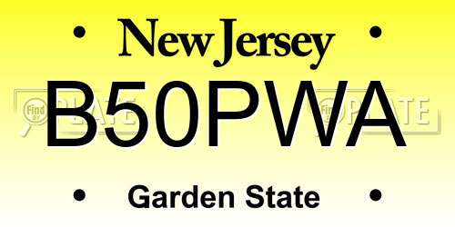 B50PWA New Jersey License Plate