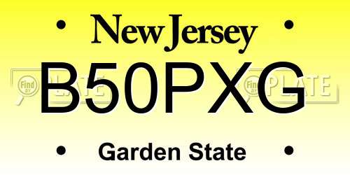 B50PXG New Jersey License Plate