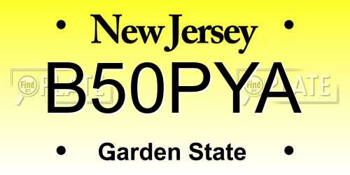 B50PYA New Jersey License Plate