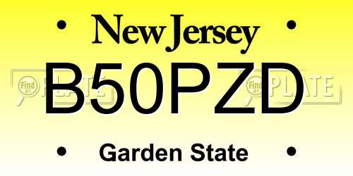 B50PZD New Jersey License Plate