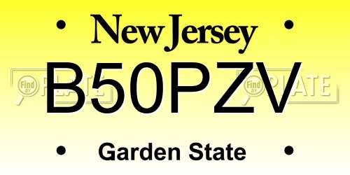 B50PZV New Jersey License Plate