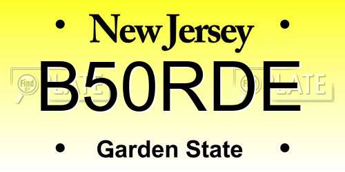 B50RDE New Jersey License Plate