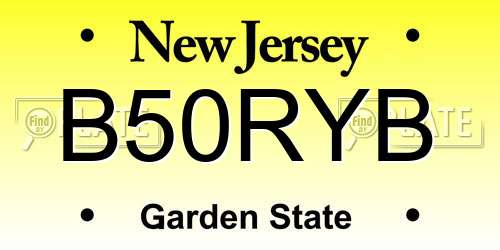 B50RYB New Jersey License Plate