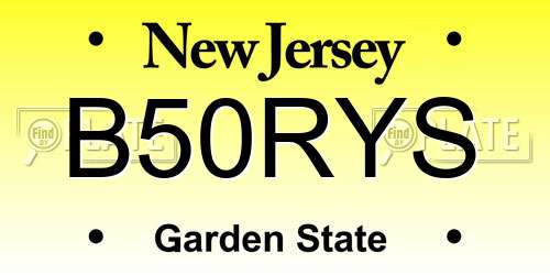 B50RYS New Jersey License Plate