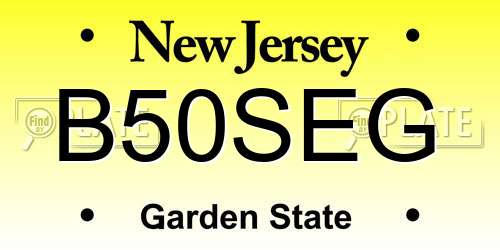 B50SEG New Jersey License Plate