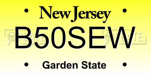 B50SEW New Jersey License Plate