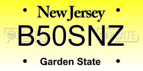 B50SNZ New Jersey License Plate