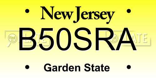 B50SRA New Jersey License Plate