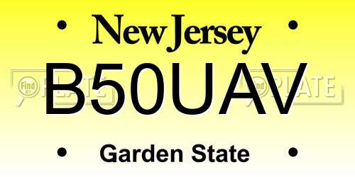 B50UAV New Jersey License Plate