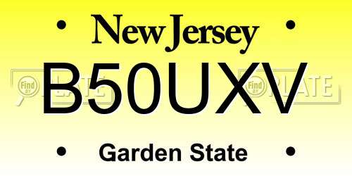 B50UXV New Jersey License Plate