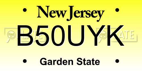 B50UYK New Jersey License Plate
