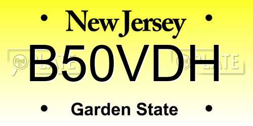B50VDH New Jersey License Plate