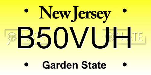 B50VUH New Jersey License Plate