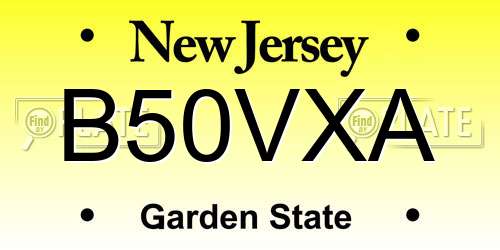 B50VXA New Jersey License Plate