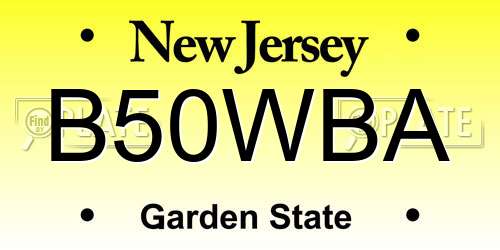 B50WBA New Jersey License Plate