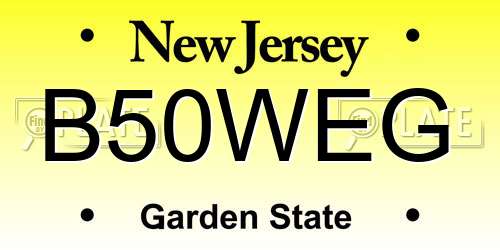 B50WEG New Jersey License Plate