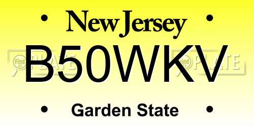 B50WKV New Jersey License Plate