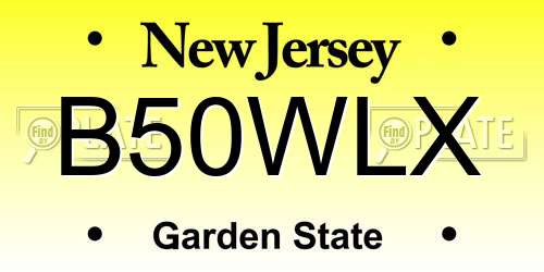 B50WLX New Jersey License Plate