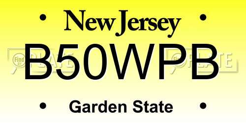 B50WPB New Jersey License Plate