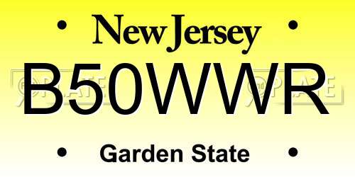 B50WWR New Jersey License Plate