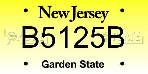 B5125B New Jersey License Plate