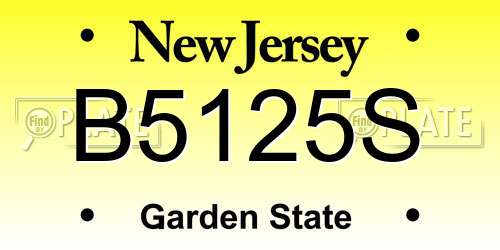 B5125S New Jersey License Plate