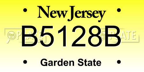 B5128B New Jersey License Plate