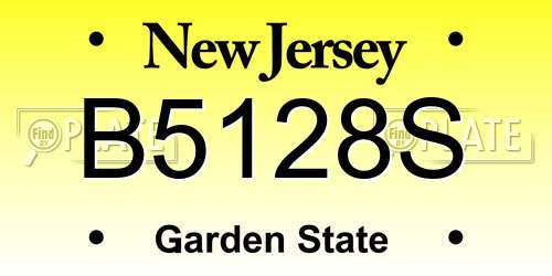 B5128S New Jersey License Plate
