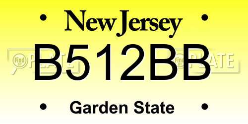 B512BB New Jersey License Plate