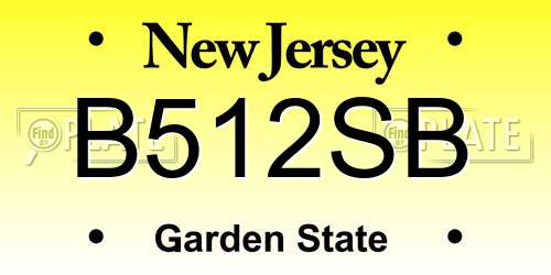 B512SB New Jersey License Plate