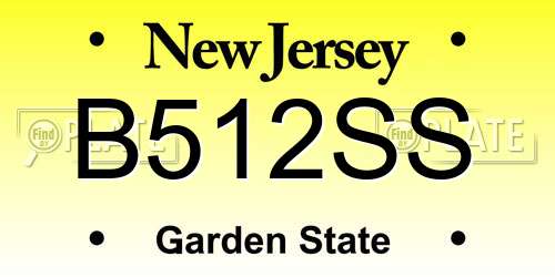 B512SS New Jersey License Plate
