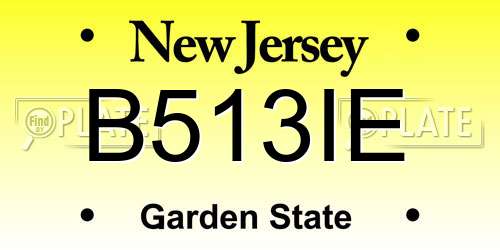 B513IE New Jersey License Plate