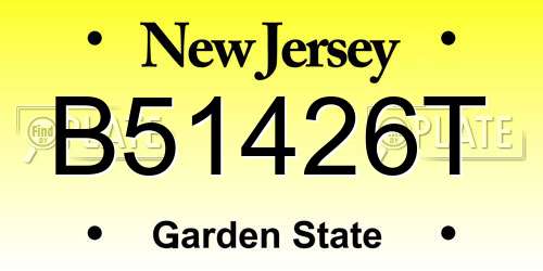 B51426T New Jersey License Plate