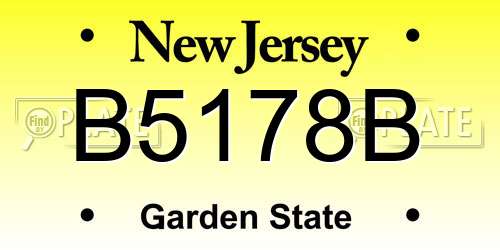 B5178B New Jersey License Plate