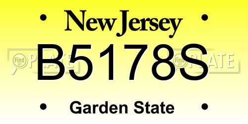 B5178S New Jersey License Plate