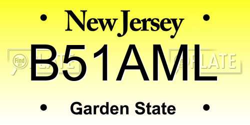 B51AML New Jersey License Plate