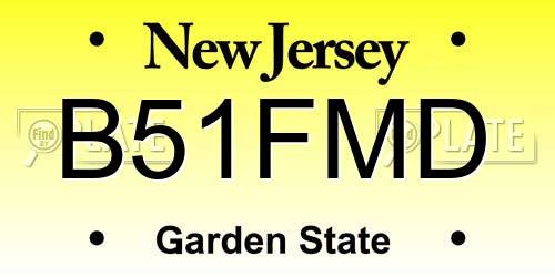 B51FMD New Jersey License Plate
