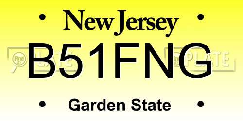 B51FNG New Jersey License Plate
