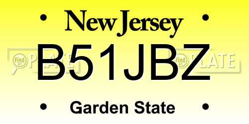 B51JBZ New Jersey License Plate
