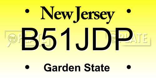 B51JDP New Jersey License Plate