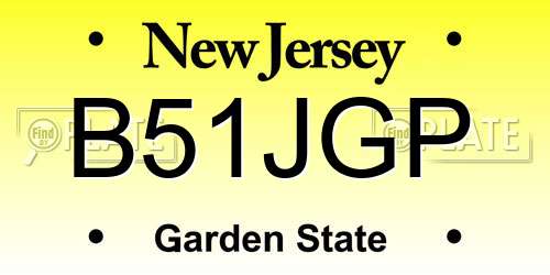 B51JGP New Jersey License Plate